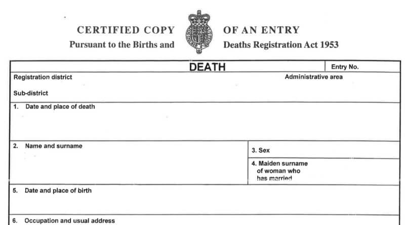 Death certificate before probate