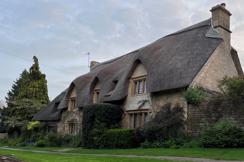 Selling house with a thatched roof