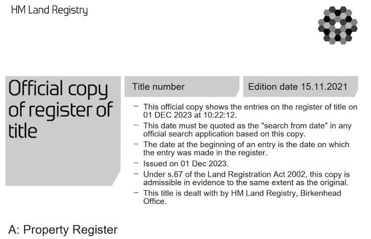 Defective title Land Registry Document