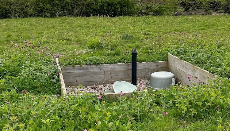 Sewage treatment plant in garden